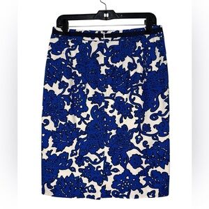 Boden EUC Blue and White Floral Midi Pencil Skirt Size 8
